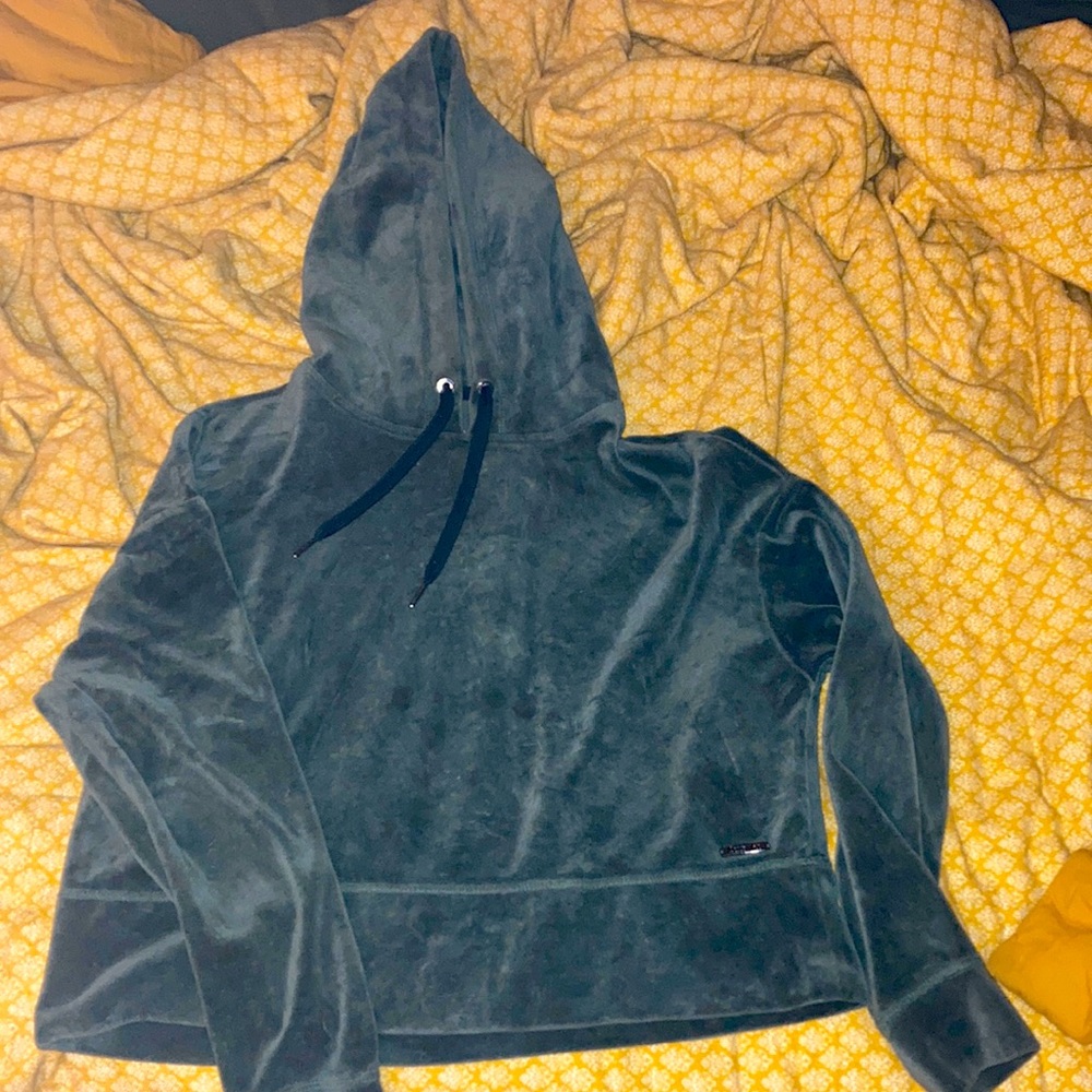 Army green Calvin Klein cropped hoodie